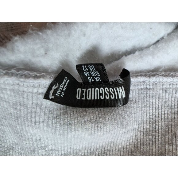 Missguided Light Gray Long Sleeve Oversized Half-Zip Pullover Sweatshirt Dress - Picture 5 of 8